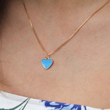 Gold Tiffany Blue Heart Necklace